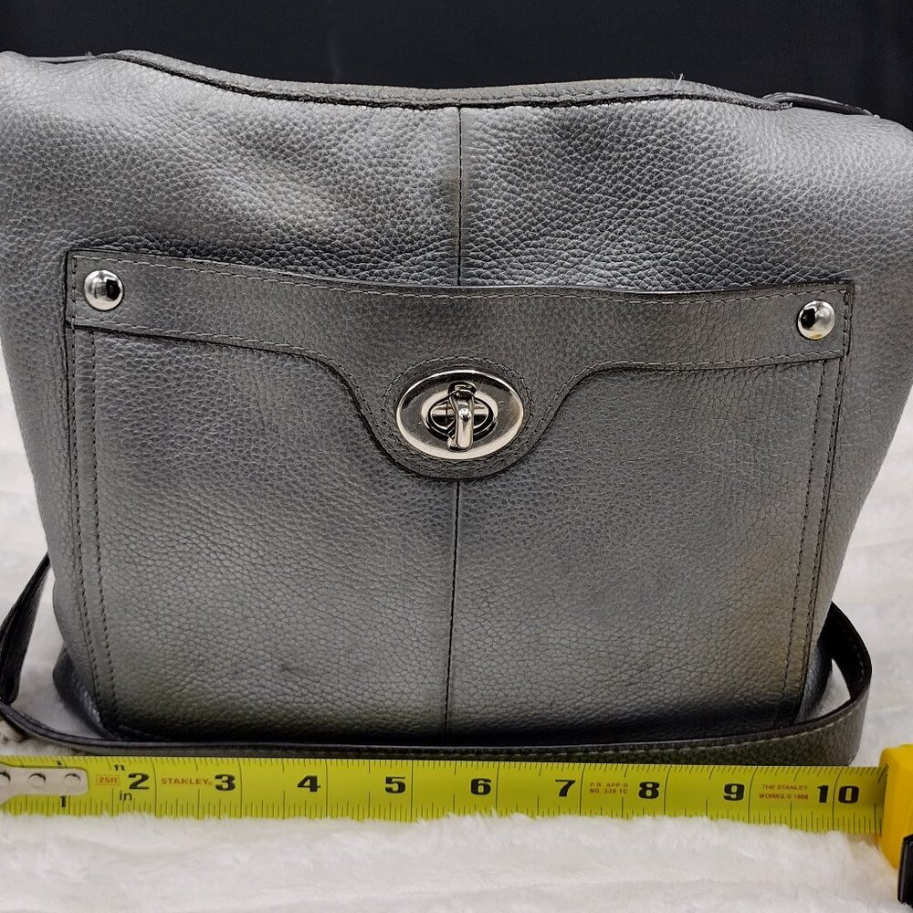Coach Penelope Slim Crossbody Shoulder Bag Metallic Gray Leather H1168-F16533 - Picture 3 of 11